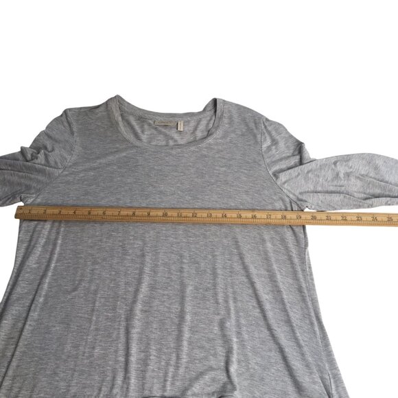 LOGO Lori Goldstein Shirt Womens Large Gray Tunic Lace Chiffon Hem 3/4 Sleeve - Picture 6 of 12